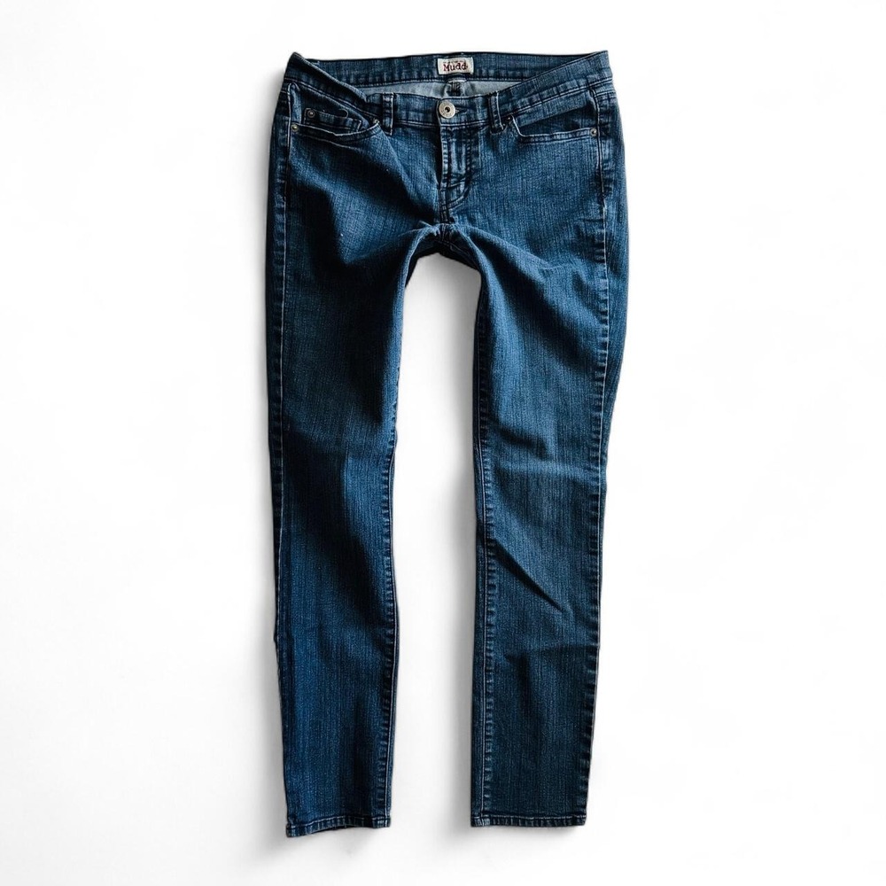 Mudd Womens Y2K Low Rise Straight Leg Jeans Dark Wash Blue Size 11/12